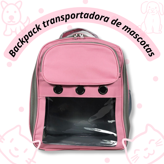 Mochila / Backpack mediana transportadora de mascotas transpirable con doble acceso.