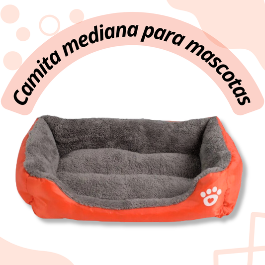 Camita mediana NARANJA para mascota cama perro cama impermeable fondo suave lana caliente gato cama casa naranja