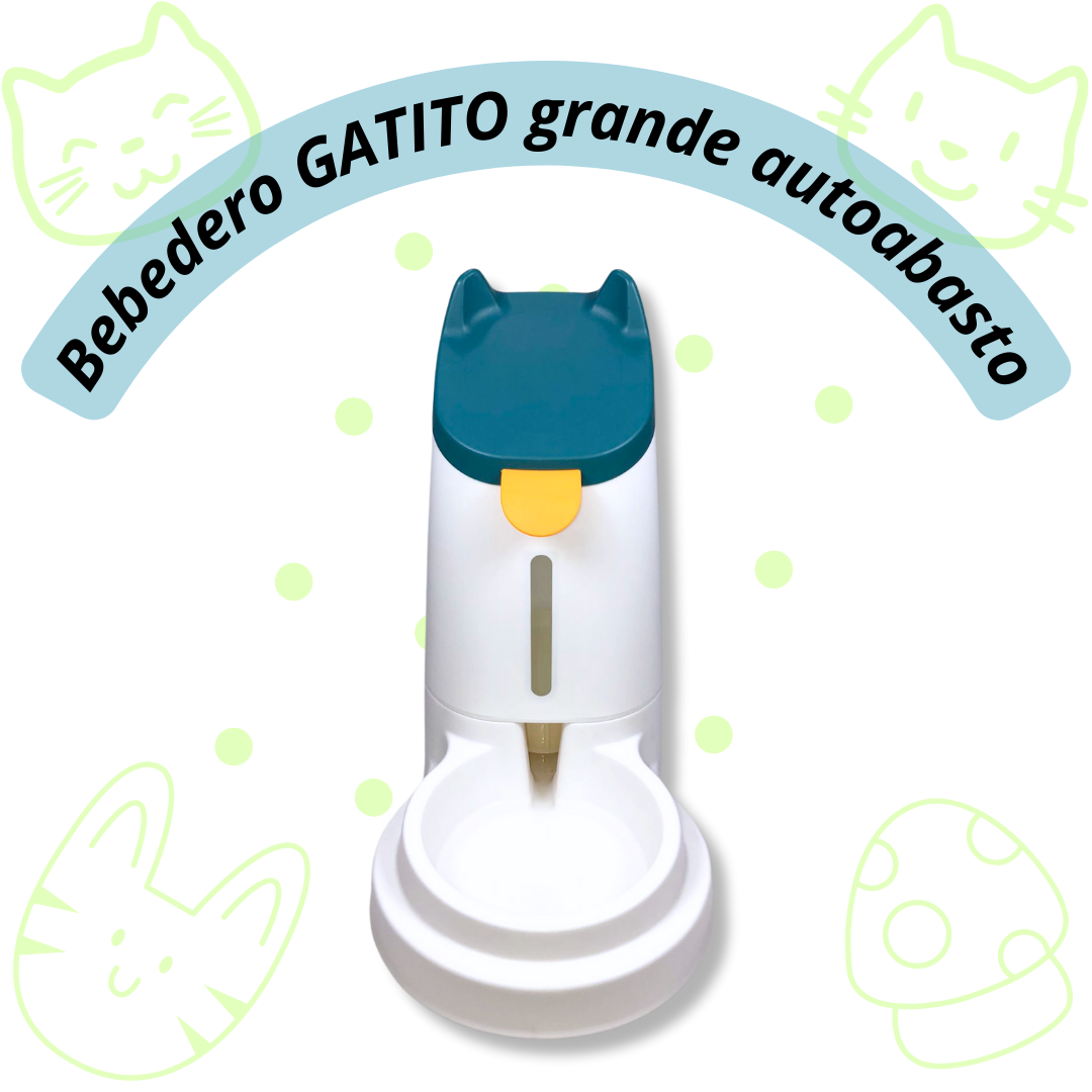 Bebedero GATITO con válvula de auto abasto automática, capacidad de 3.1 litros de agua, color AZUL, VERDE y BLANCO.