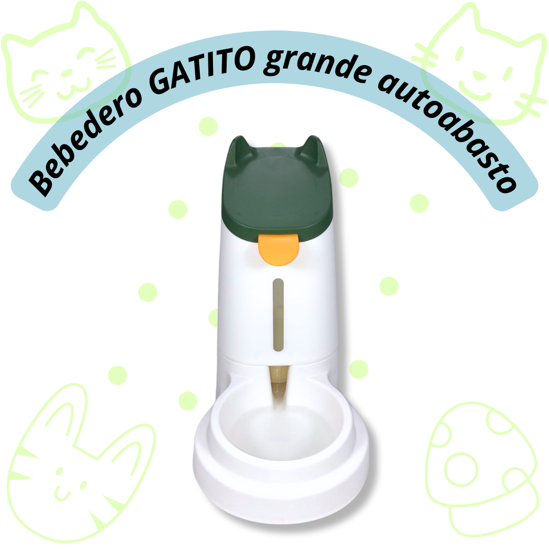 Bebedero GATITO con válvula de auto abasto automática, capacidad de 3.1 litros de agua, color AZUL, VERDE y BLANCO.