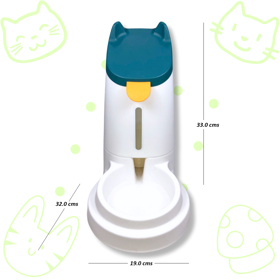 Bebedero GATITO con válvula de auto abasto automática, capacidad de 3.1 litros de agua, color AZUL, VERDE y BLANCO.