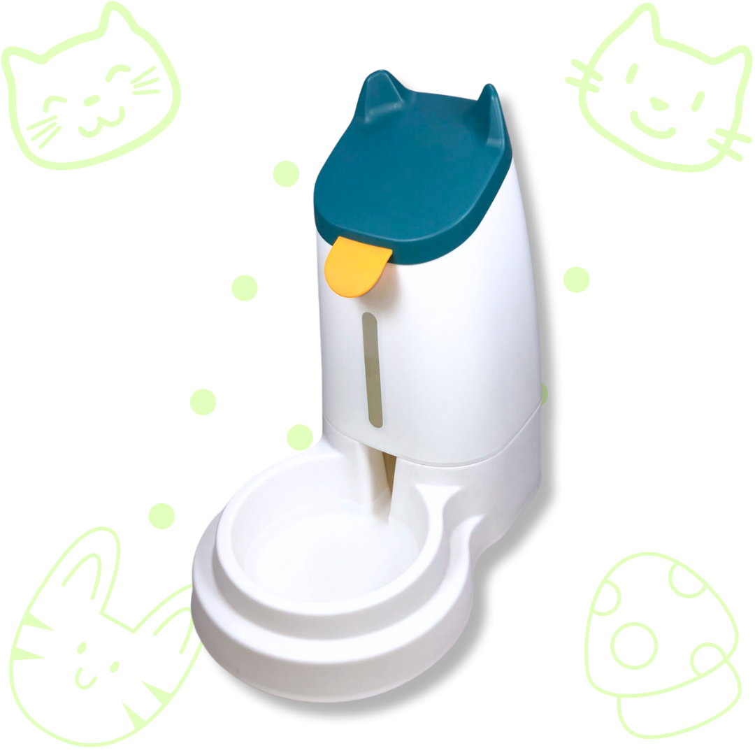 Bebedero GATITO con válvula de auto abasto automática, capacidad de 3.1 litros de agua, color AZUL, VERDE y BLANCO.