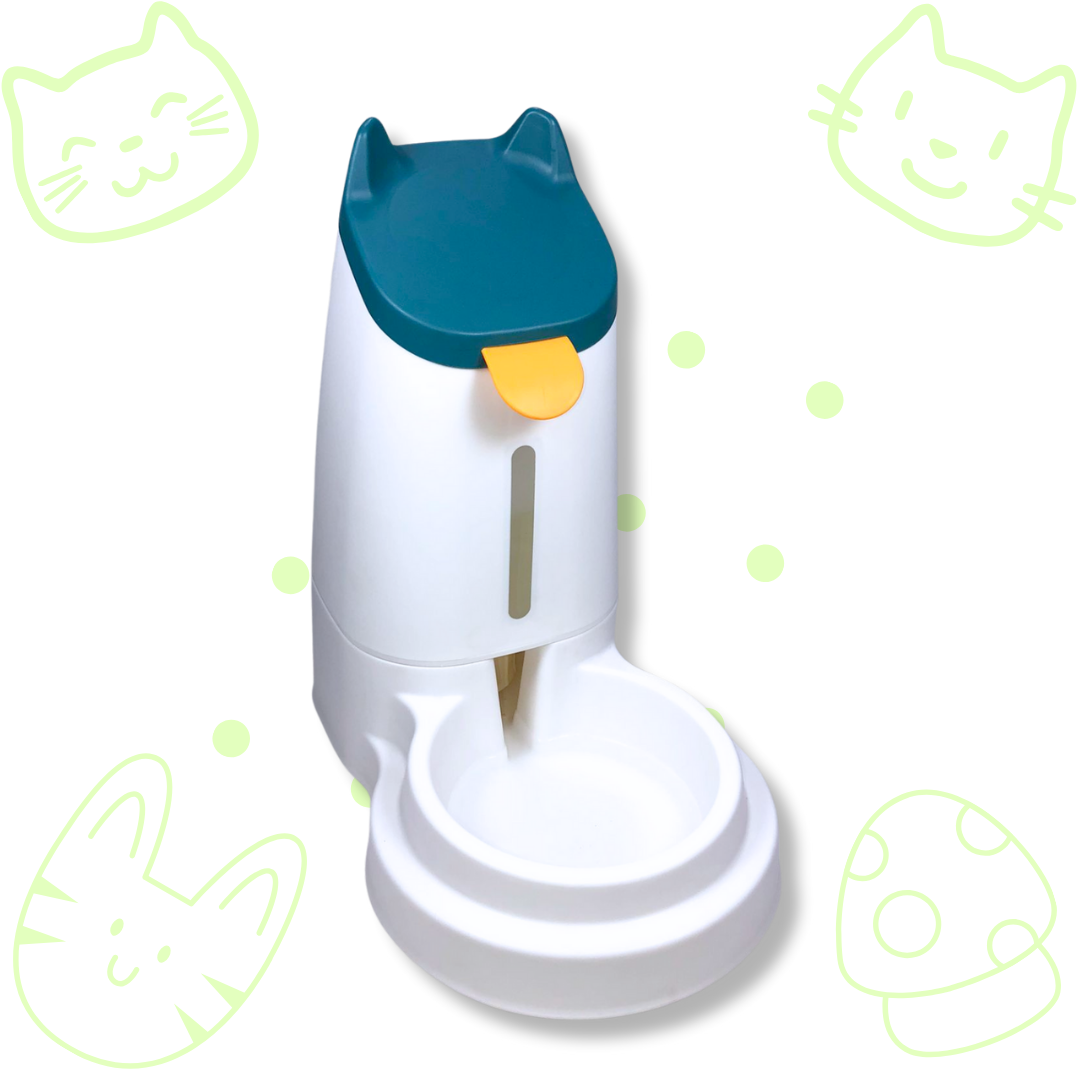 Bebedero GATITO con válvula de auto abasto automática, capacidad de 3.1 litros de agua, color AZUL, VERDE y BLANCO.