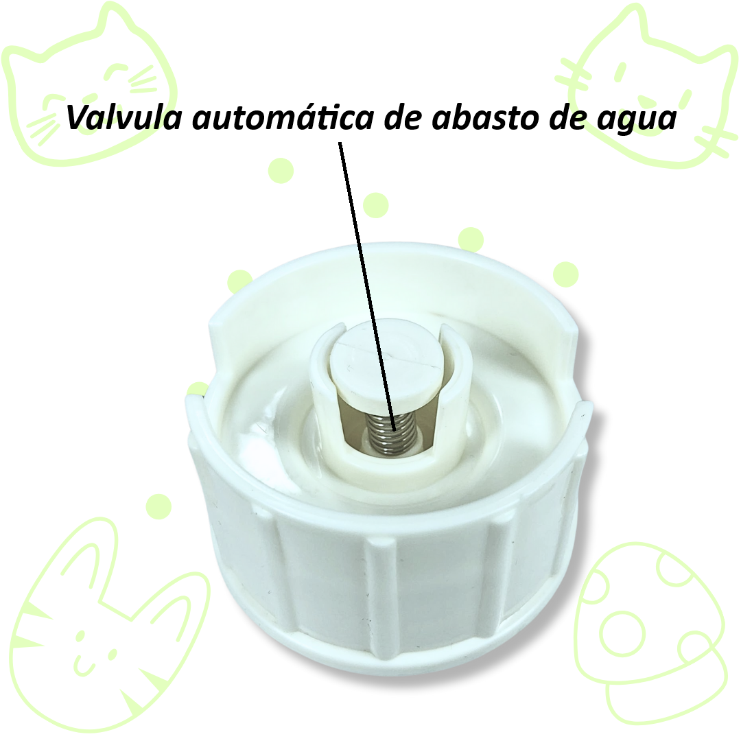 Bebedero GATITO con válvula de auto abasto automática, capacidad de 3.1 litros de agua, color AZUL, VERDE y BLANCO.